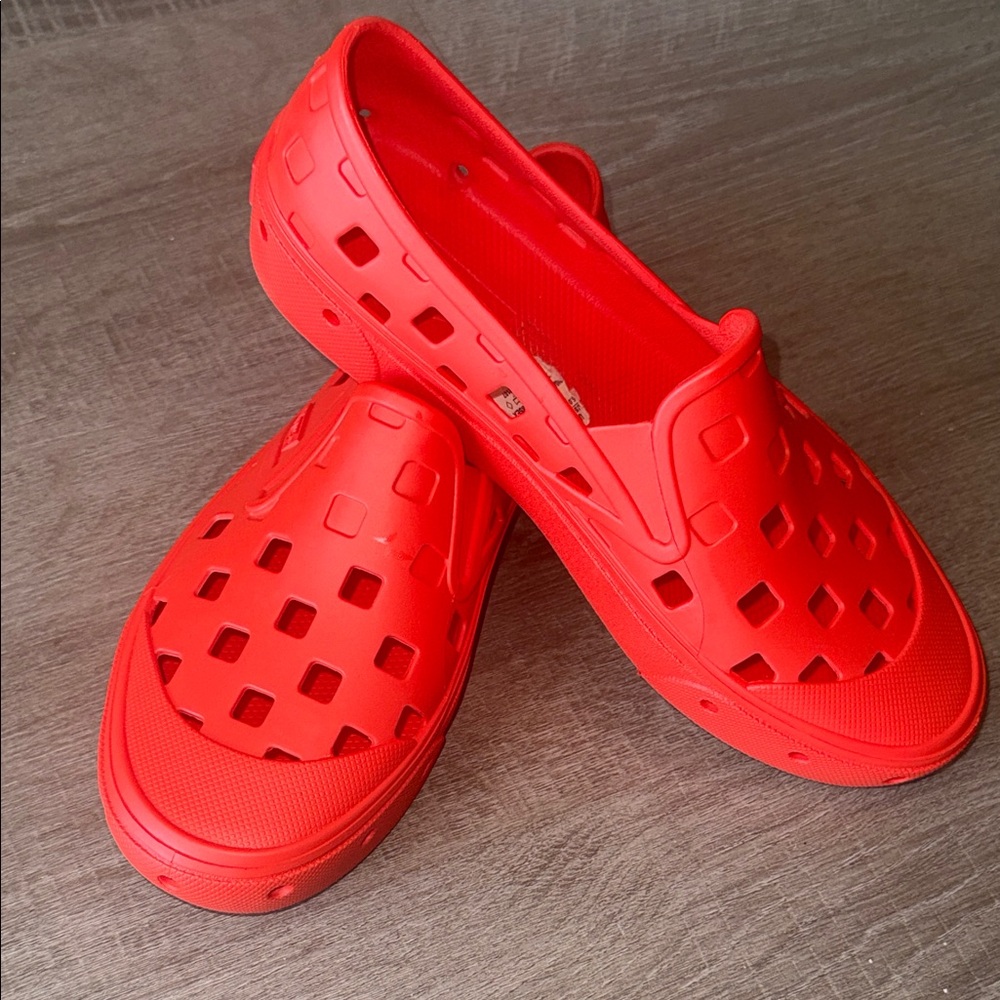 Vans Bright Red Slip-On Ventilated Flats - Picture 7 of 9